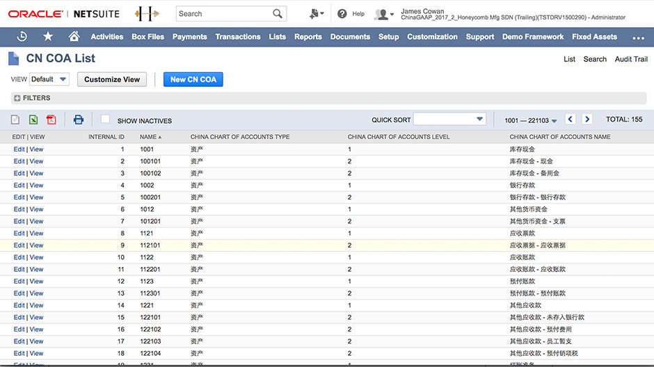 Netsuite Chart Of Accounts